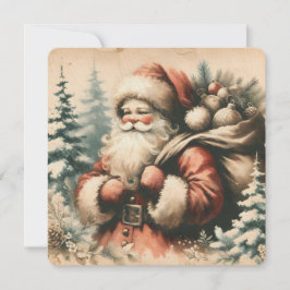 Retro Santa Claus met Ornamenten Kaart