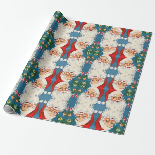 Retro Santa Claus met sierpapier Cadeaupapier (Uitgerold)