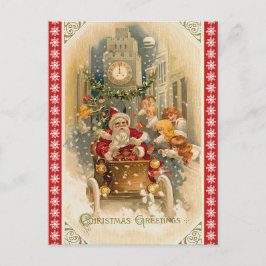 Retro Santa Claus Midnight Run met Kerstmis Feestdagenkaart