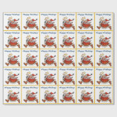 Retro Santa Claus Moon en sterren Kerstmis Cadeaupapier (Vlak)