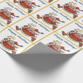 Retro Santa Claus Moon en sterren Kerstmis Cadeaupapier (Hoek)