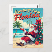  Retro Santa Claus op het strand - Nederland Briefkaart (Voorkant / Achterkant)