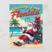 Retro Santa Claus op het strand - Nederland Briefkaart (Voorkant)