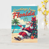  Retro Santa Claus op het strand - Nederland Kaart (Gele Bloem)
