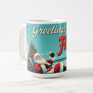 Retro Santa Claus op het strand - Nederland Koffiemok