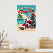  Retro Santa Claus op het strand - Nederland Poster (Keuken)