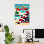 Retro Santa Claus op het strand - Nederland Poster (Thuiskantoor)