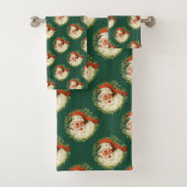 Retro Santa Claus patroon op groen Bad Handdoek (Insitu)