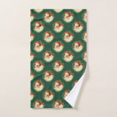 Retro Santa Claus patroon op groen Bad Handdoek (Handdoek)