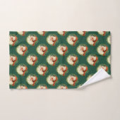 Retro Santa Claus patroon op groen Bad Handdoek (Handdoek)