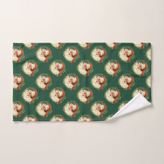 Retro Santa Claus patroon op groen Bad Handdoek (Handdoek)