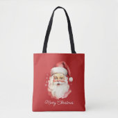 Retro Santa Claus Red Vrolijk Kerstfeest Tote Bag (Voorkant)
