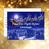 Retro Santa Claus Reindeer Blue Moon Kaart