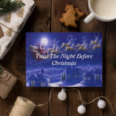 Retro Santa Claus Reindeer Blue Moon Kaart