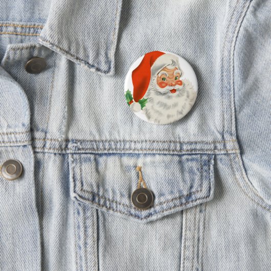 Retro Santa Claus Ronde Button 5,7 Cm (In situ)