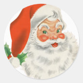 Retro Santa Claus Ronde Sticker (Voorkant)