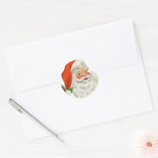 Retro Santa Claus Ronde Sticker (Envelop)