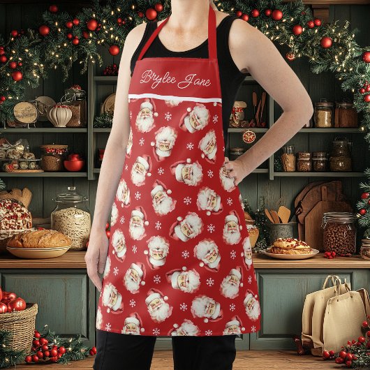  Retro Santa Claus Rood Gepersonaliseerd Schort
