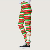 Retro Santa Claus Rood Groen Ric Race Kerstmis Leggings (Links)