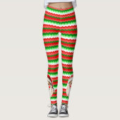 Retro Santa Claus Rood Groen Ric Race Kerstmis Leggings (Voorkant)