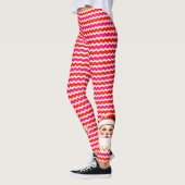 Retro Santa Claus Rood Roze Ric Race Kerstmis Leggings (Links)
