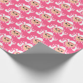 Retro Santa Claus Roze Kerstmis Cadeaupapier (Hoek)