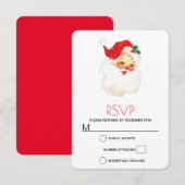 Retro Santa Claus RSVP Kaartje (Voorkant / Achterkant)