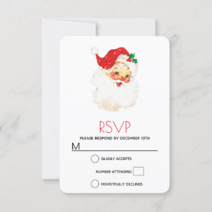 Retro  Santa Claus RSVP Kaartje