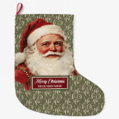 Retro  Santa Claus Stocking Classic Xmas Grote Kerstsok (Voorkant)