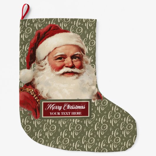Retro Santa Claus Stocking Classic Xmas Grote Kerstsok (Voorkant)