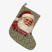 Retro  Santa Claus Stocking Classic Xmas Grote Kerstsok (Voorkant (Hangend))