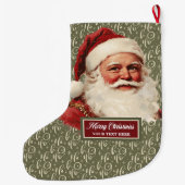 Retro  Santa Claus Stocking Classic Xmas Grote Kerstsok (Achterkant)