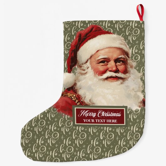 Retro  Santa Claus Stocking Classic Xmas Grote Kerstsok (Achterkant)