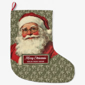 Retro Santa Claus Stocking Ouderwetse vakantie Grote Kerstsok (Voorkant)