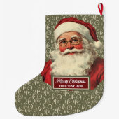 Retro Santa Claus Stocking Ouderwetse vakantie Grote Kerstsok (Achterkant)