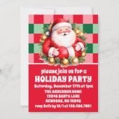 Retro Santa Claus Tartan Plaid Kerstfeest Kaart (Voorkant)