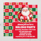 Retro Santa Claus Tartan Plaid Kerstfeest Kaart (Voorkant / Achterkant)