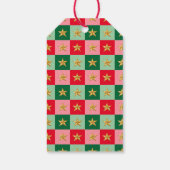 Retro Santa Claus Tartan Plaid Kerstmis Cadeaulabel (Achterkant)