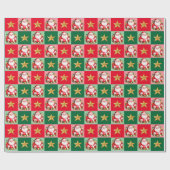 Retro Santa Claus Tartan Plaid Kerstmis Cadeaupapier (Vlak)