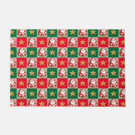 Retro Santa Claus Tartan Plaid Kerstmis Deurmat