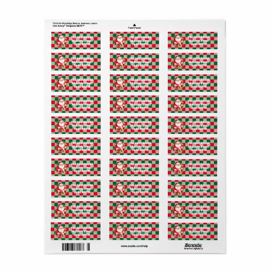 Retro Santa Claus Tartan Plaid Kerstmis Etiket (Full Sheet)
