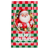 Retro Santa Claus Tartan Plaid Kerstmis Klein Cadeauzakje (Voorkant)