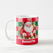 Retro Santa Claus Tartan Plaid Kerstmis Koffiemok (Links)
