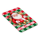 Retro Santa Claus Tartan Plaid Kerstmis Magneet (Rechterzijde)