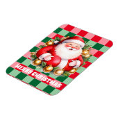 Retro Santa Claus Tartan Plaid Kerstmis Magneet (Linkerzijde)