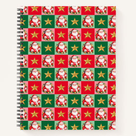 Retro Santa Claus Tartan Plaid Kerstmis Notitieboek