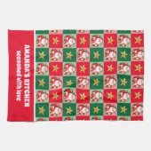 Retro Santa Claus Tartan Plaid Kerstmis Theedoek (Horizontaal)
