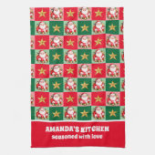 Retro Santa Claus Tartan Plaid Kerstmis Theedoek (Verticaal)