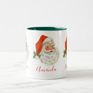 Retro Santa Claus Tweekleurige Koffiemok