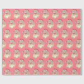 Retro Santa Claus Wink in Blush Pink Cadeaupapier (Vlak)